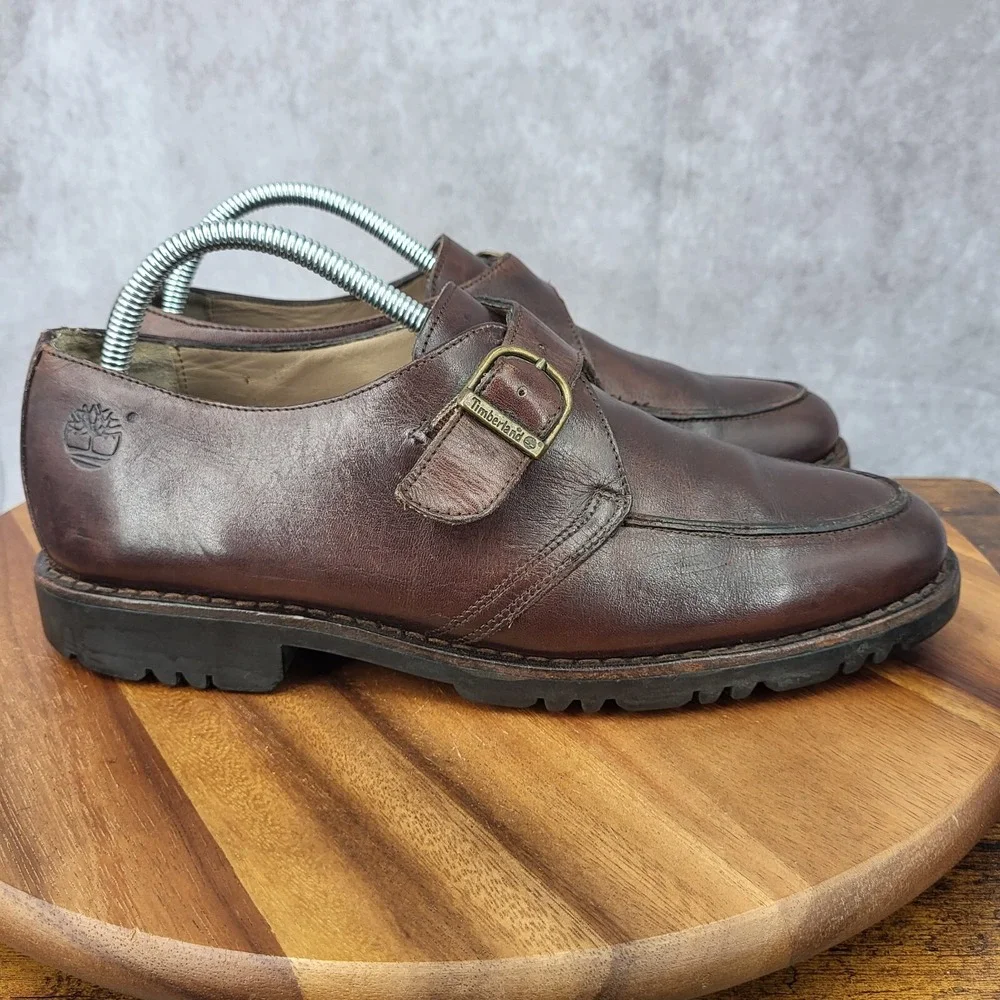Timberland Monk Strap Shoes Mens 9 Brown Leather Casual Dress Shoes‎ 60048